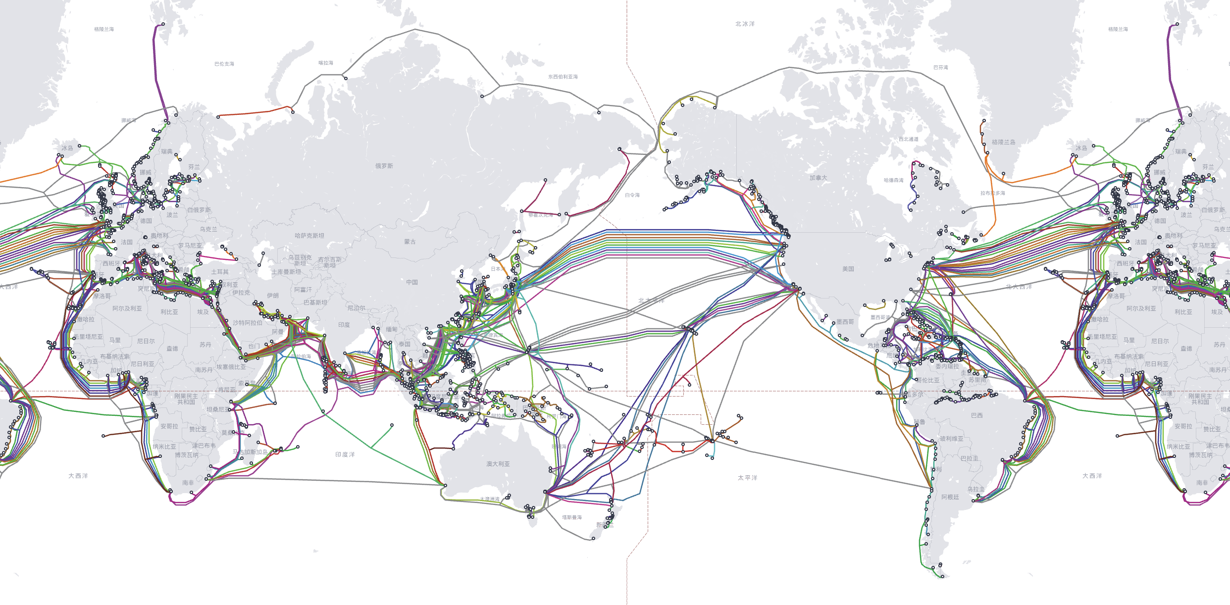全球海底光缆图