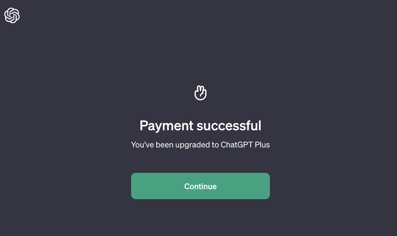 ChatGPT订阅成功